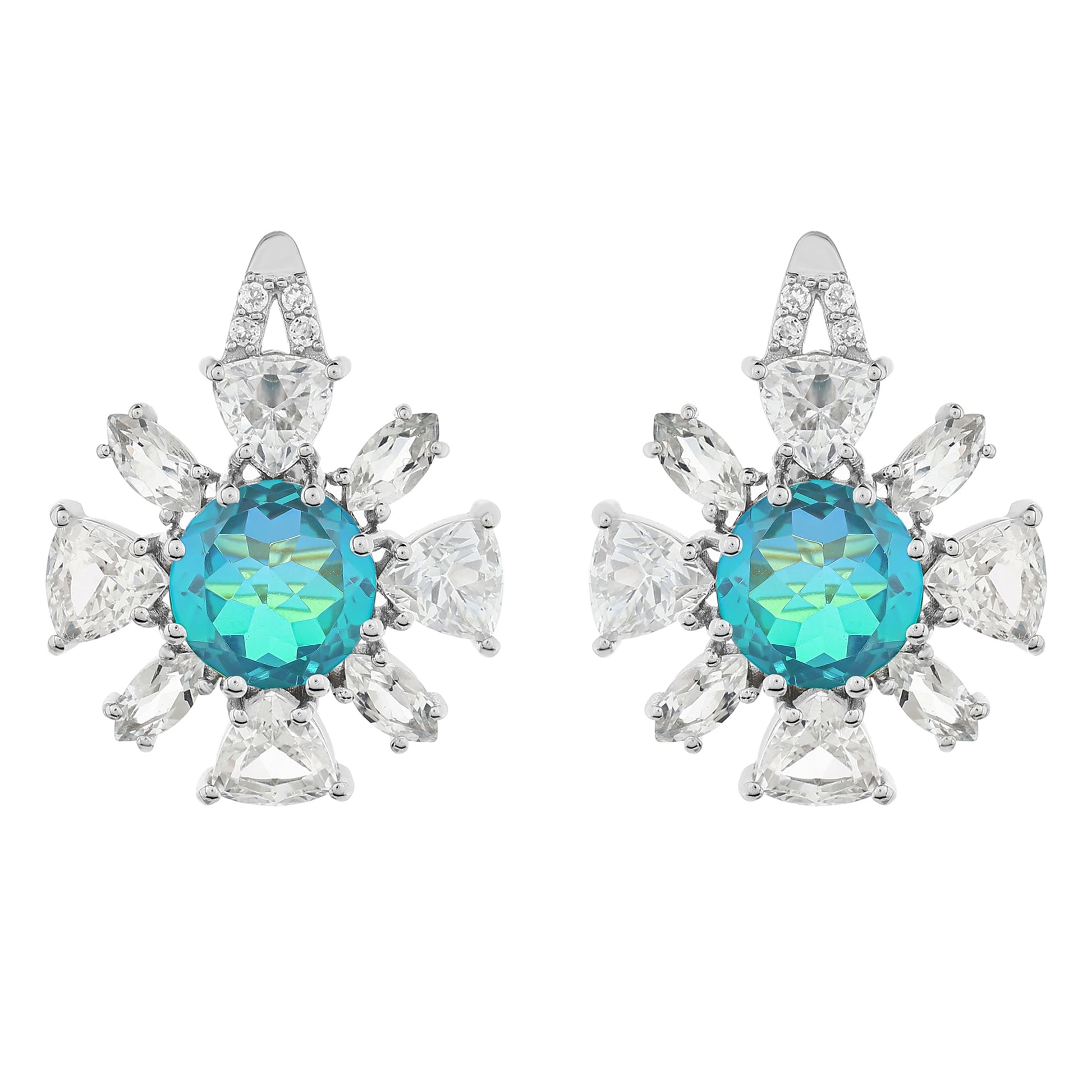 Ezüst Fülbevaló Páva Kvarccal és Fehér Topázzal 4 