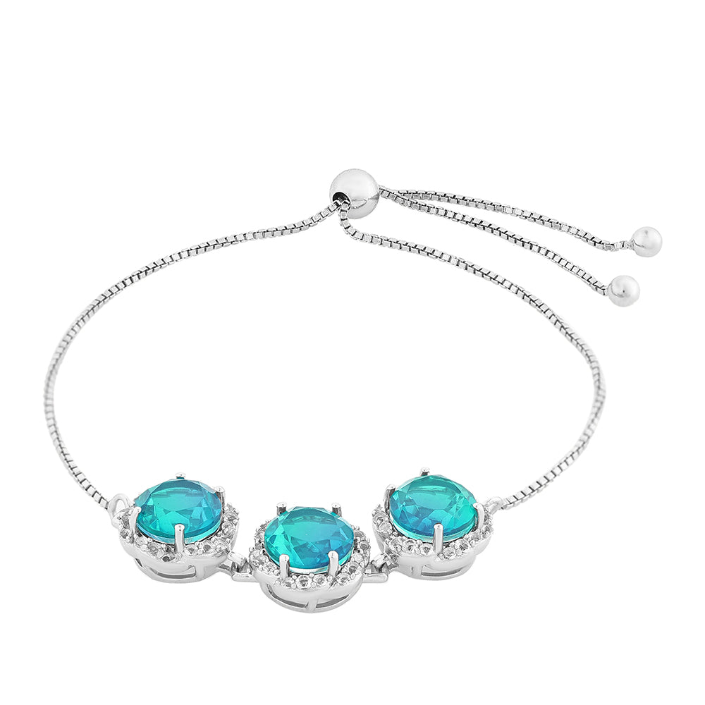 Ezüst Karkötő Páva Kvarccal és Fehér Topázzal 2 