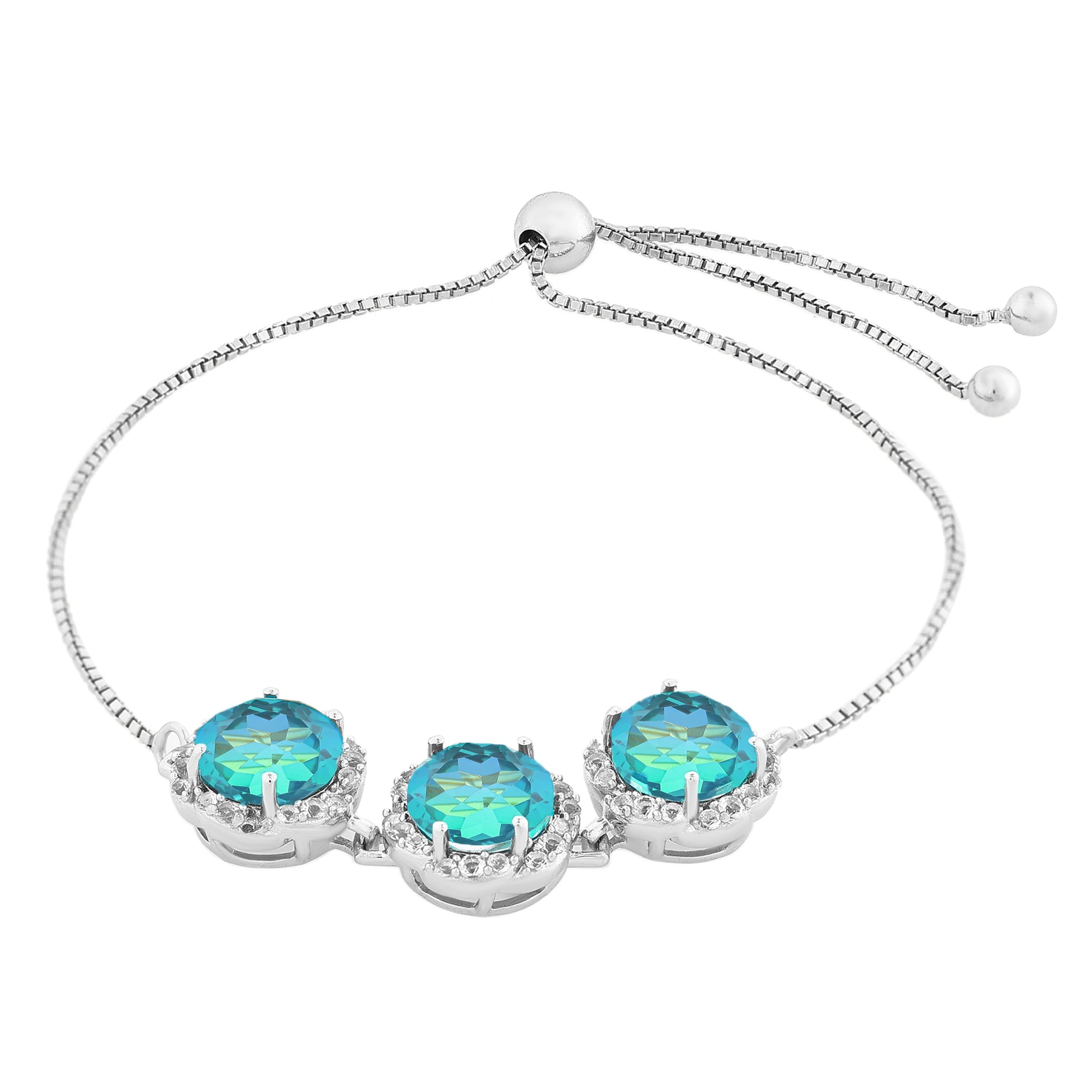 Ezüst Karkötő Páva Kvarccal és Fehér Topázzal 4 