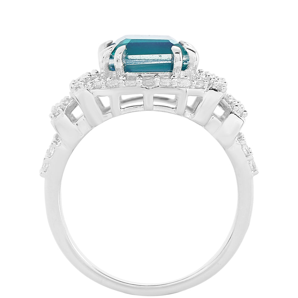 Ezüst Gyűrű Páva Kvarccal és Fehér Topázzal 3 