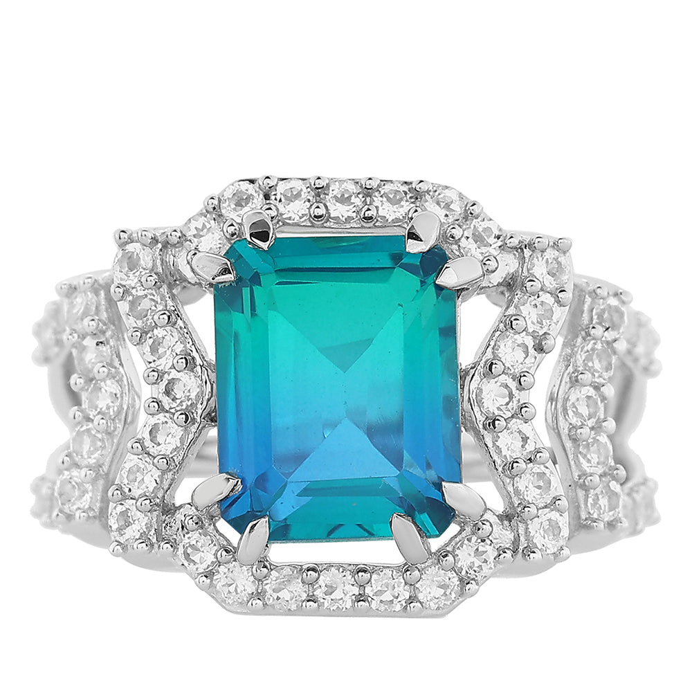 Ezüst Gyűrű Páva Kvarccal és Fehér Topázzal 1 