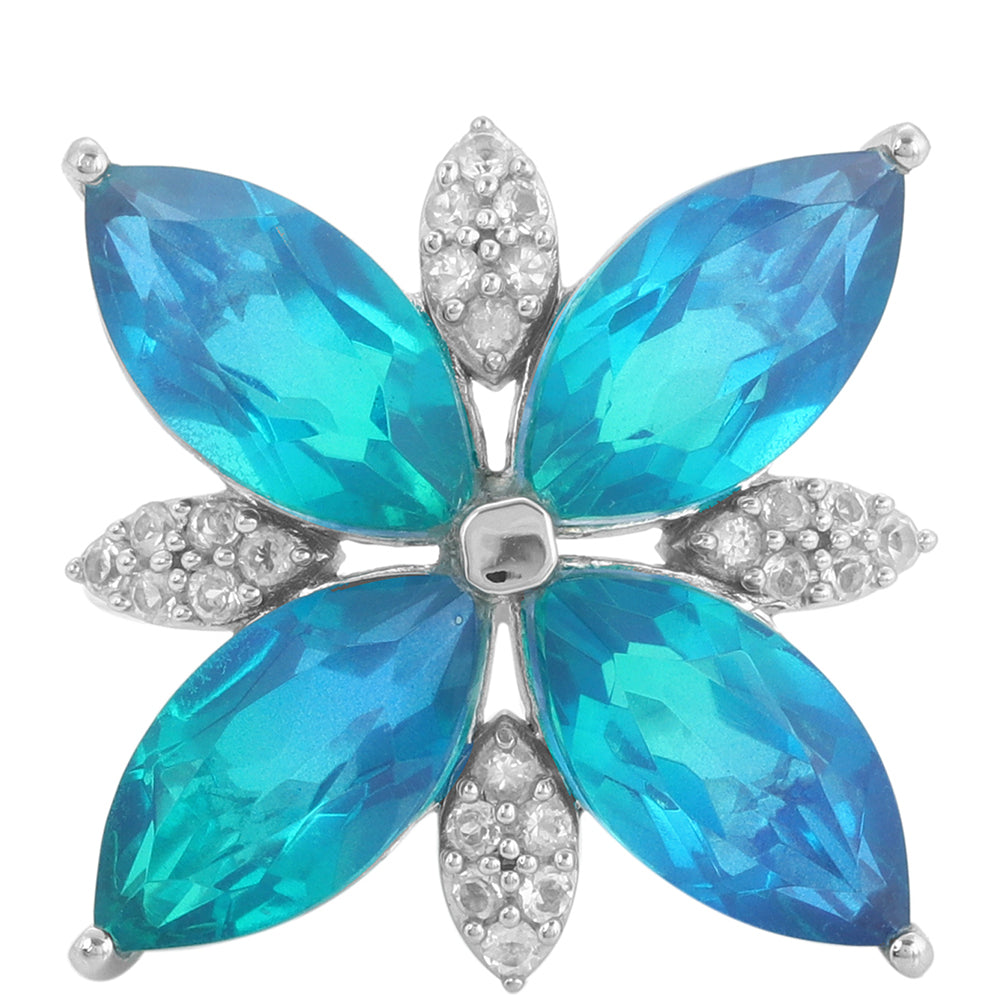 Ezüst Gyűrű Páva Kvarccal és Fehér Topázzal