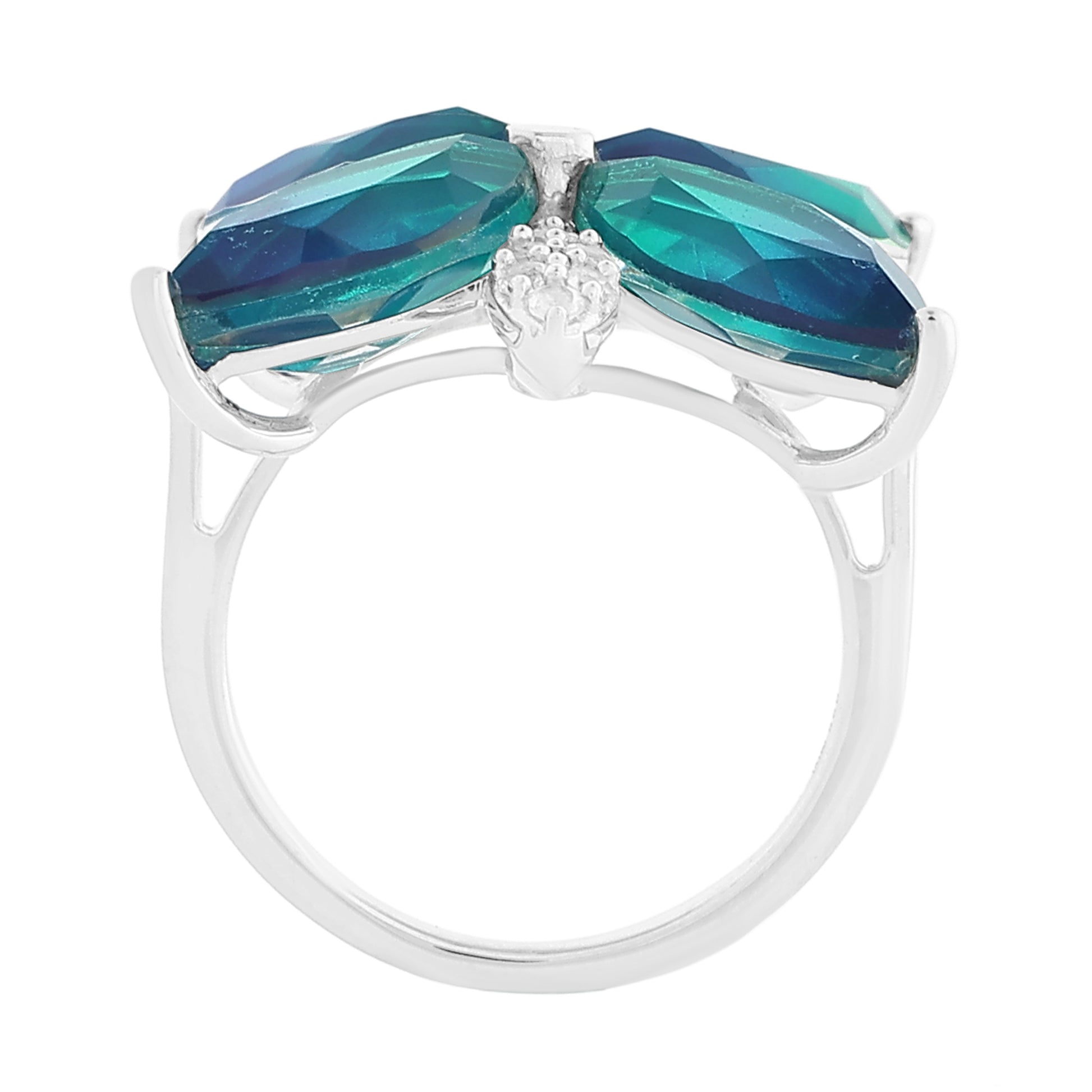 Ezüst Gyűrű Páva Kvarccal és Fehér Topázzal 6 