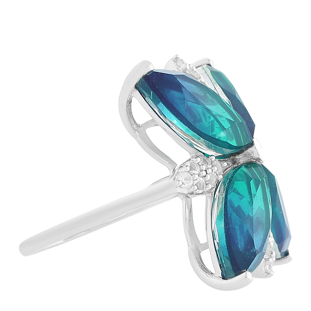 Ezüst Gyűrű Páva Kvarccal és Fehér Topázzal 2 