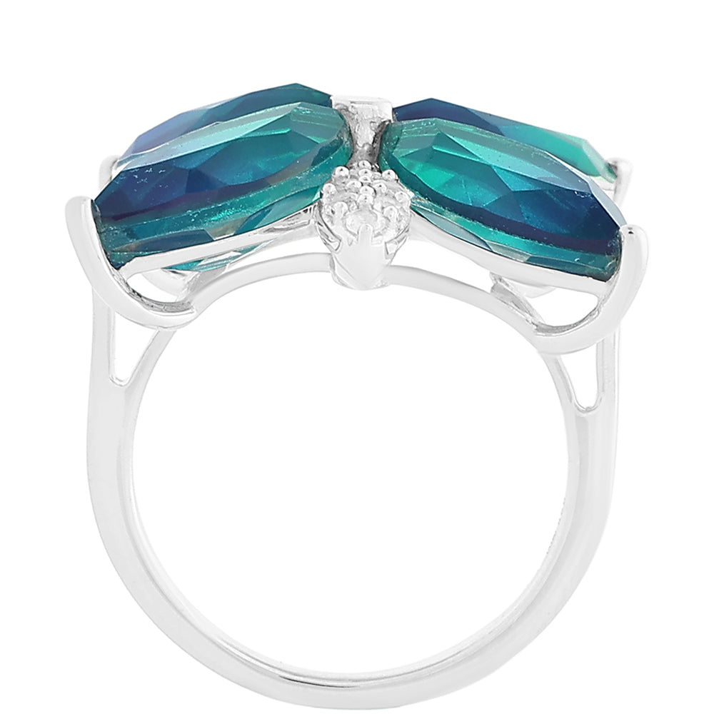 Ezüst Gyűrű Páva Kvarccal és Fehér Topázzal