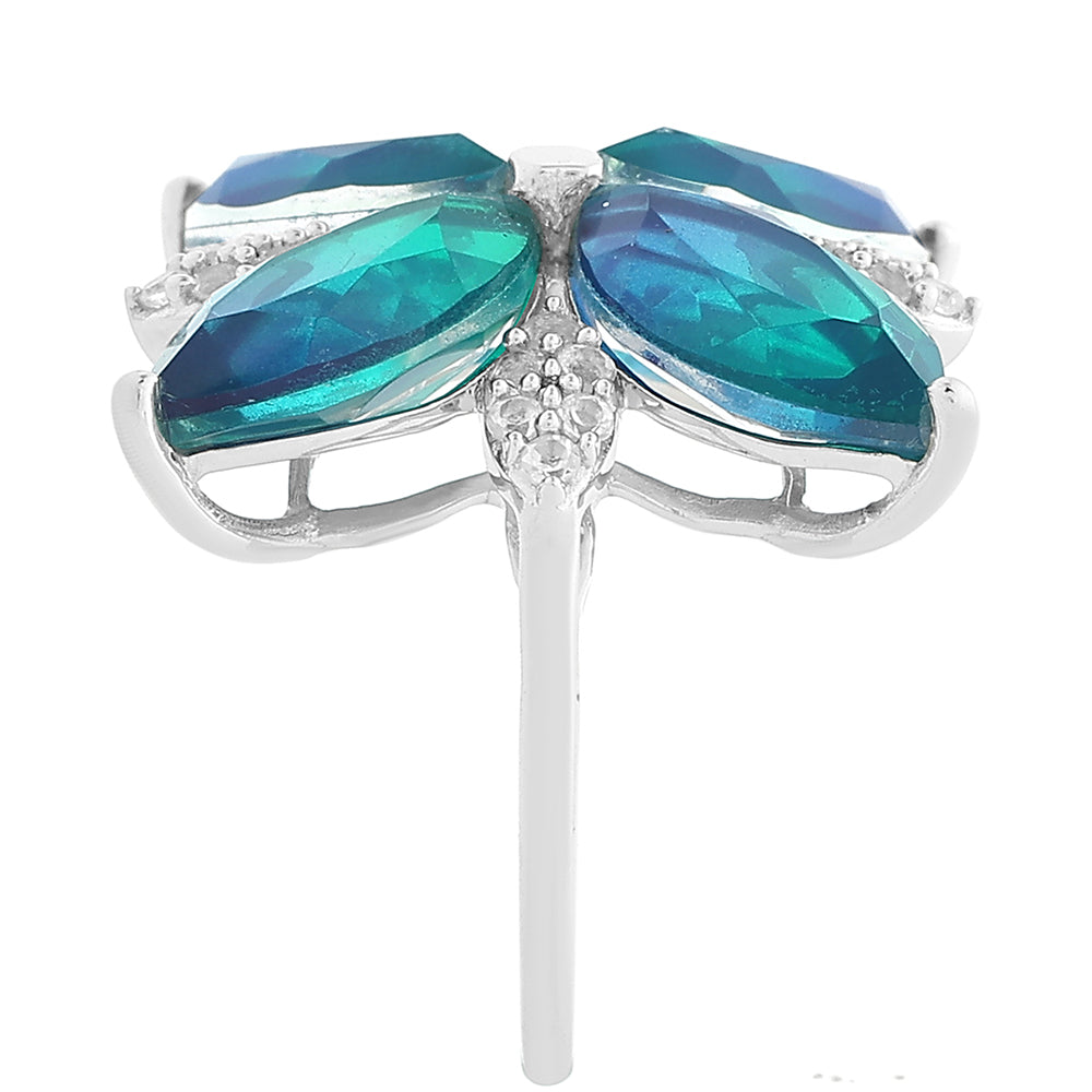 Ezüst Gyűrű Páva Kvarccal és Fehér Topázzal 4 