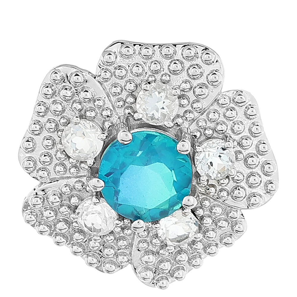 Ezüst Medál Páva Kvarccal és Fehér Topázzal