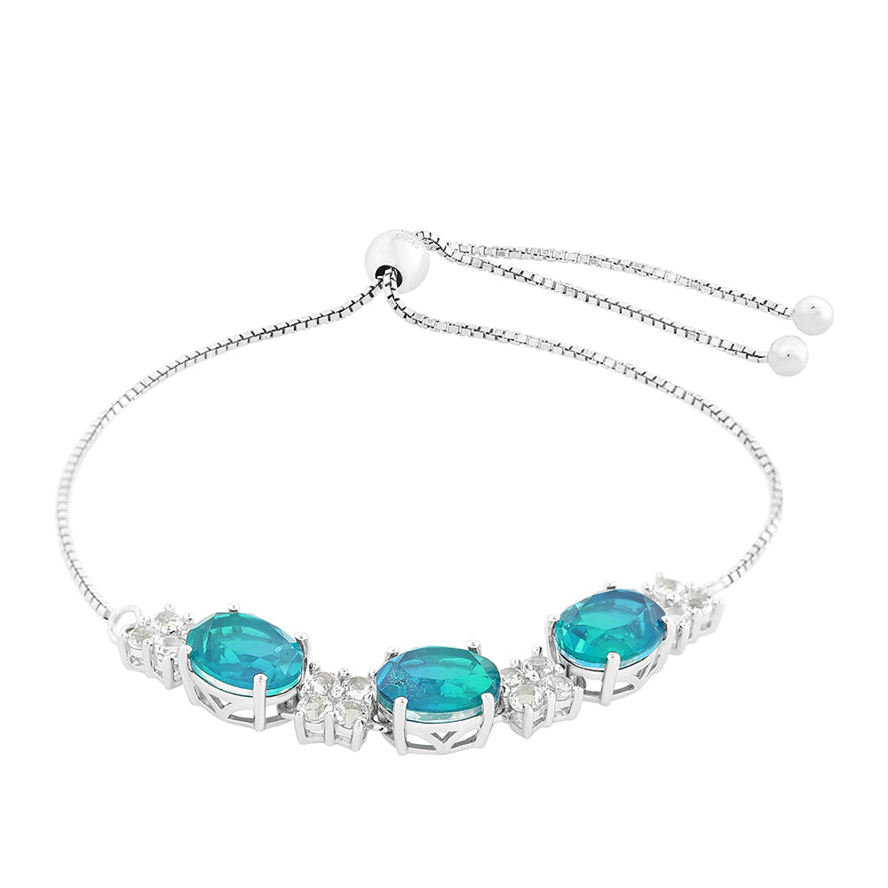 Ezüst Karkötő Páva Kvarccal és Fehér Topázzal 2 