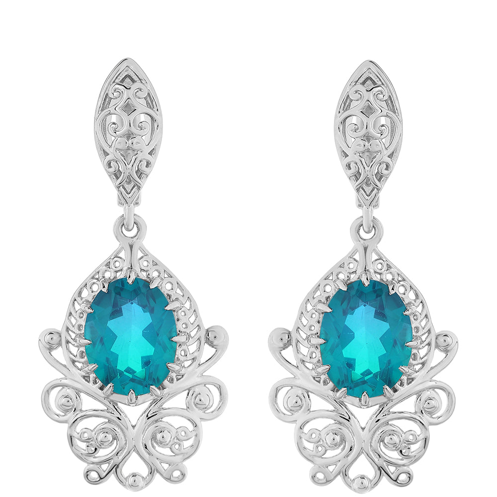 Ezüst Fülbevaló Páva Kvarccal 1 