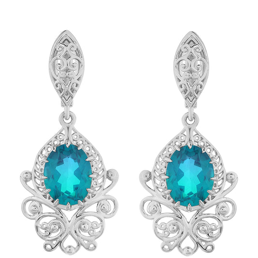 Ezüst Fülbevaló Páva Kvarccal