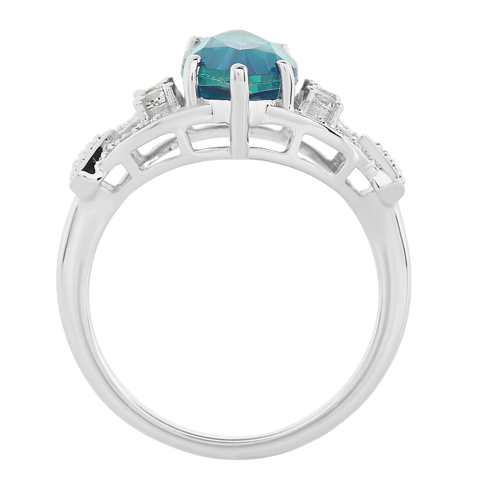 Ezüst Gyűrű Páva Kvarccal és Fehér Topázzal 6 