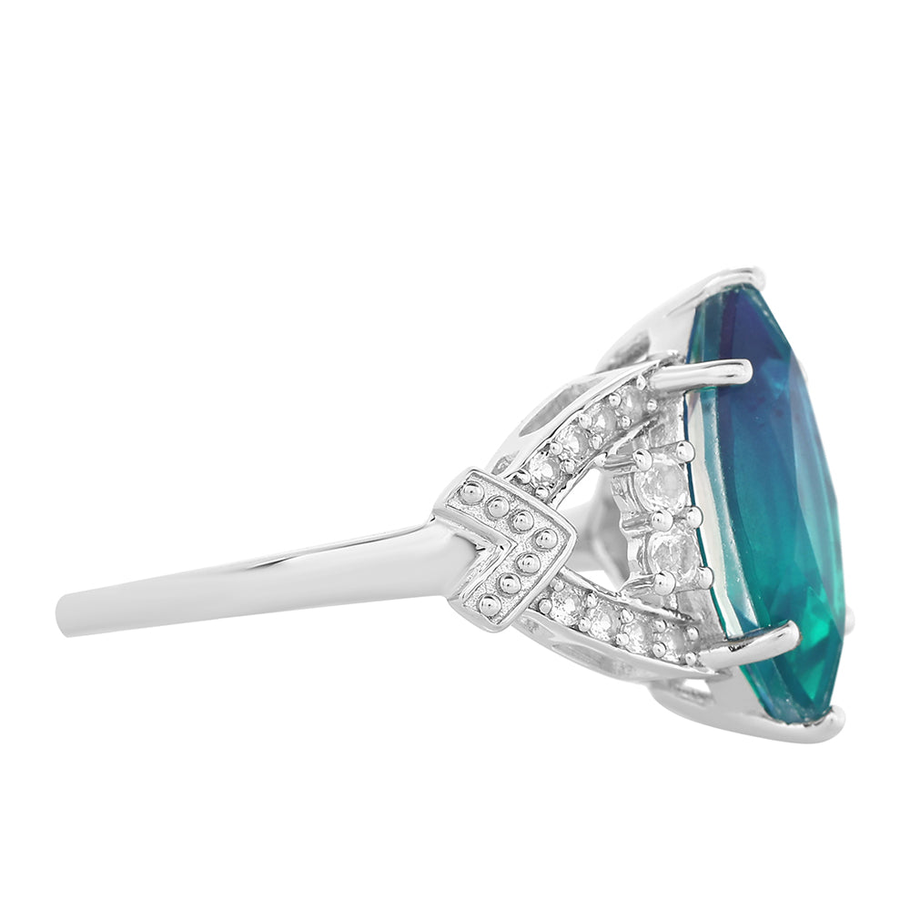 Ezüst Gyűrű Páva Kvarccal és Fehér Topázzal 2 