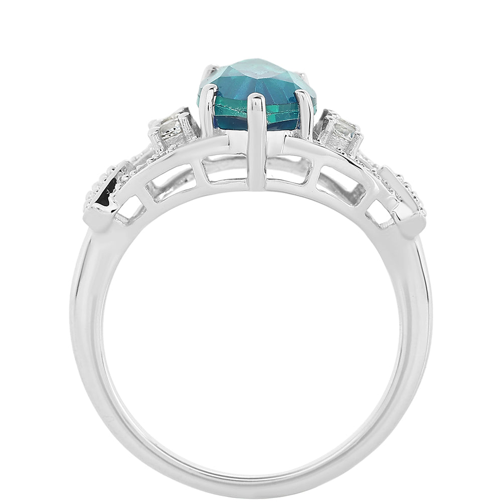 Ezüst Gyűrű Páva Kvarccal és Fehér Topázzal 3 