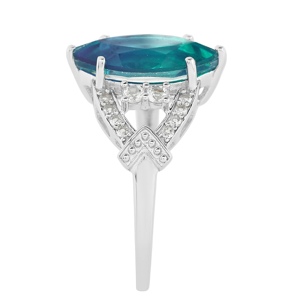 Ezüst Gyűrű Páva Kvarccal és Fehér Topázzal 4 