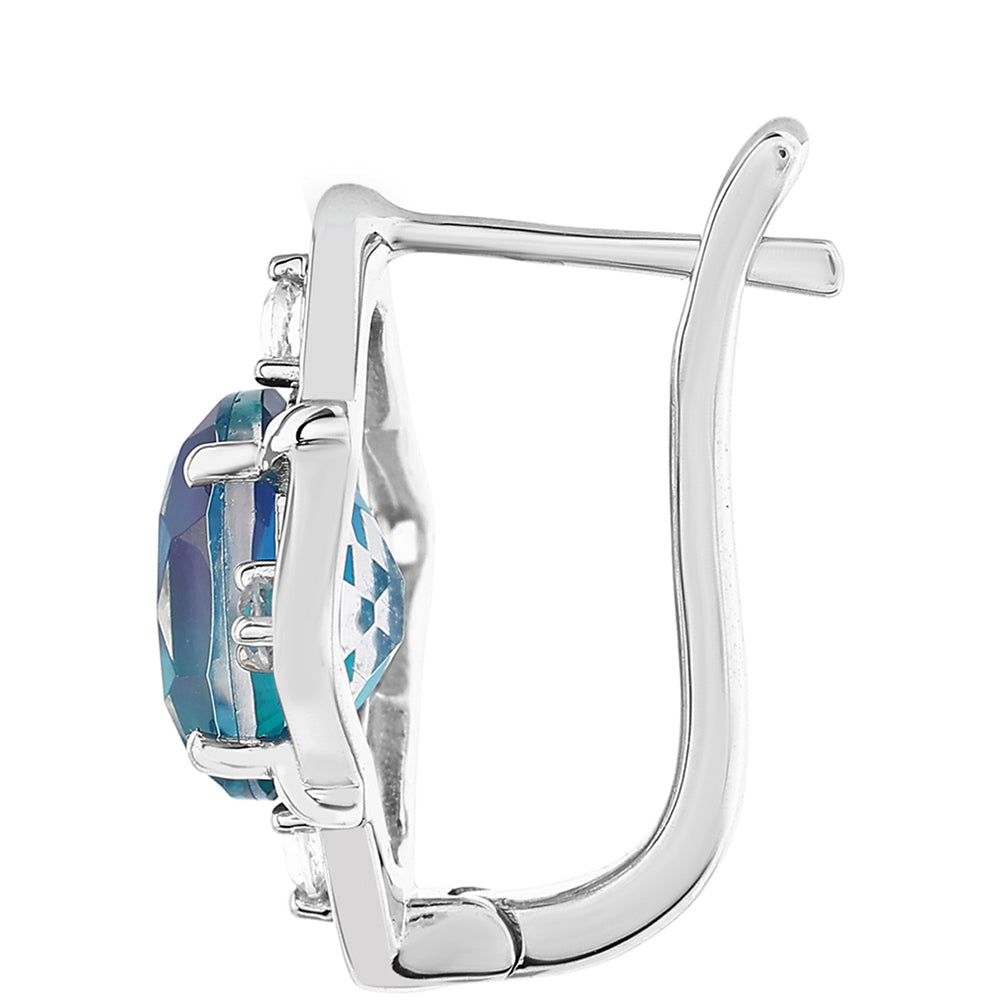 Ezüst Fülbevaló Páva Kvarccal és Fehér Topázzal