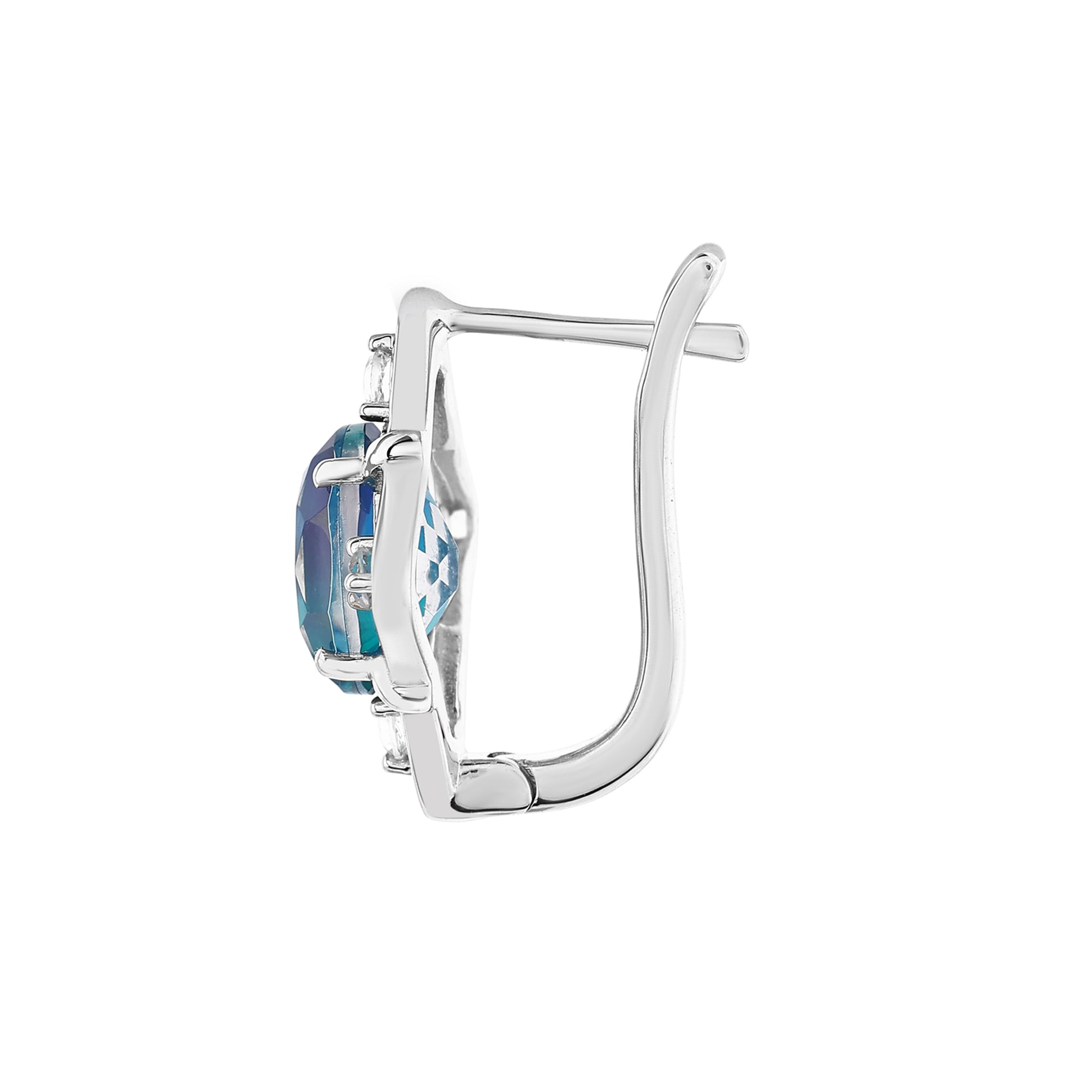 Ezüst Fülbevaló Páva Kvarccal és Fehér Topázzal 3 