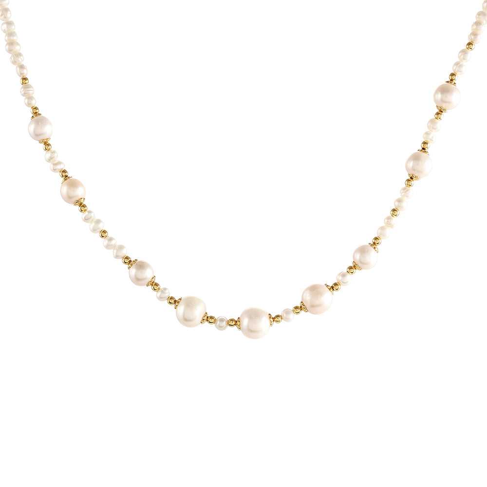 Arannyal Bevont Ezüst Szett Barokk Édesvízi Tenyésztett Gyönggyel ( Nyaklánc+Fülbevaló )