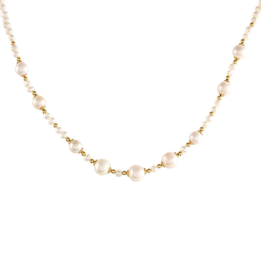 Arannyal Bevont Ezüst Szett Barokk Édesvízi Tenyésztett Gyönggyel ( Nyaklánc+Fülbevaló )