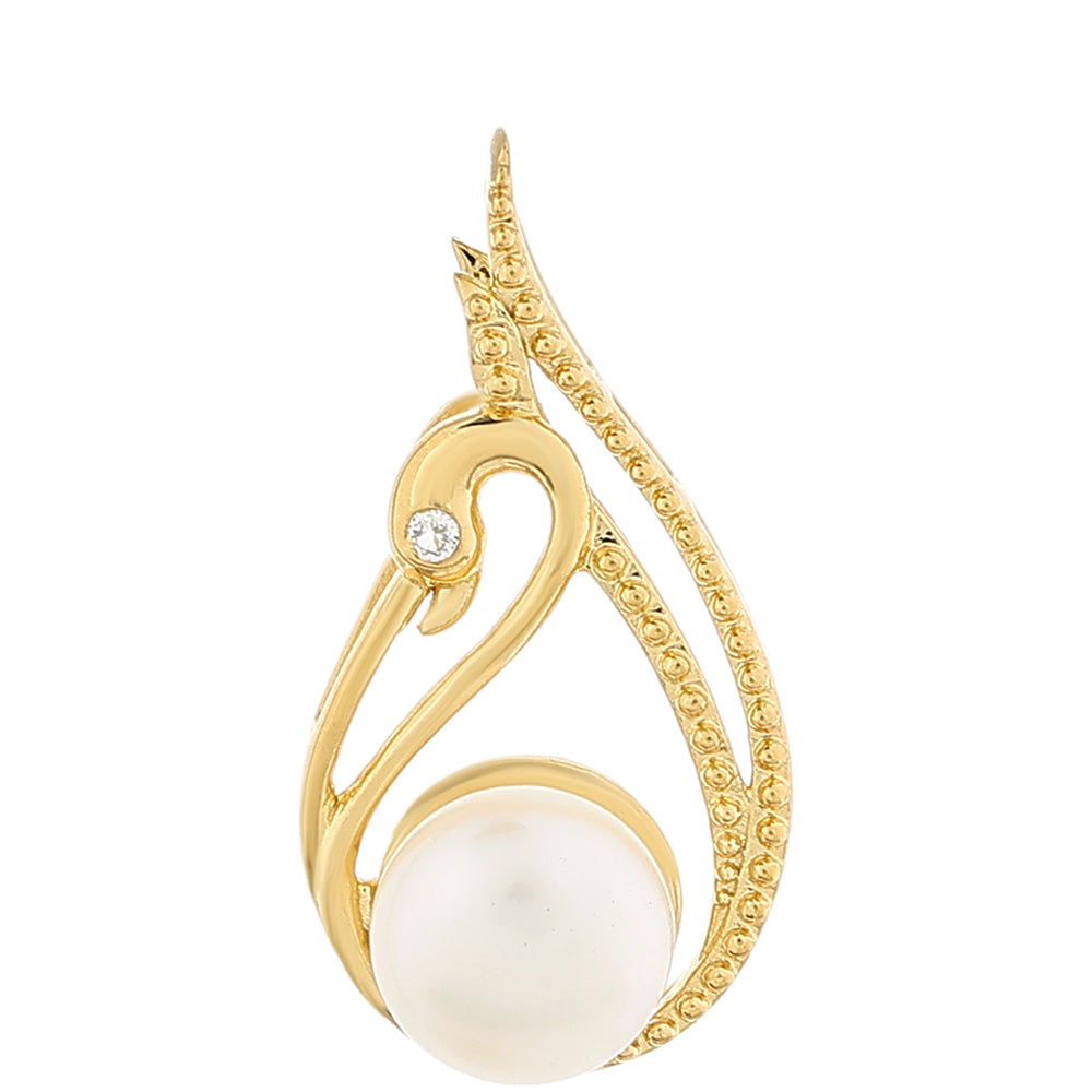 Arannyal Bevont Ezüst Medál Barokk Édesvízi Tenyésztett Gyönggyel és Fehér Topázzal 1 