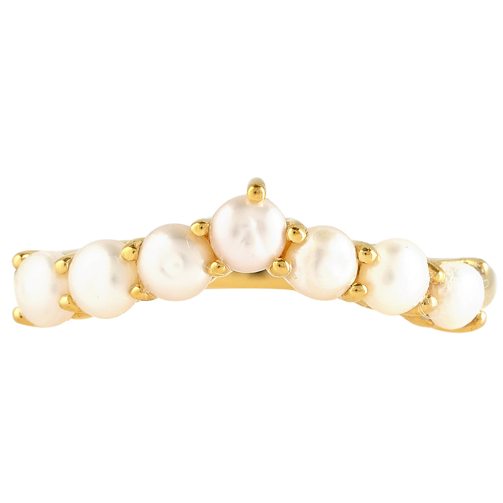 Arannyal Bevont Ezüst Gyűrű Barokk Édesvízi Tenyésztett Gyönggyel