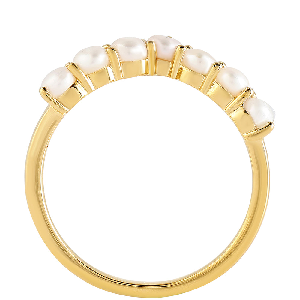 Arannyal Bevont Ezüst Gyűrű Barokk Édesvízi Tenyésztett Gyönggyel 3 