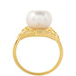 Arannyal Bevont Ezüst Gyűrű Barokk Édesvízi Tenyésztett Gyönggyel