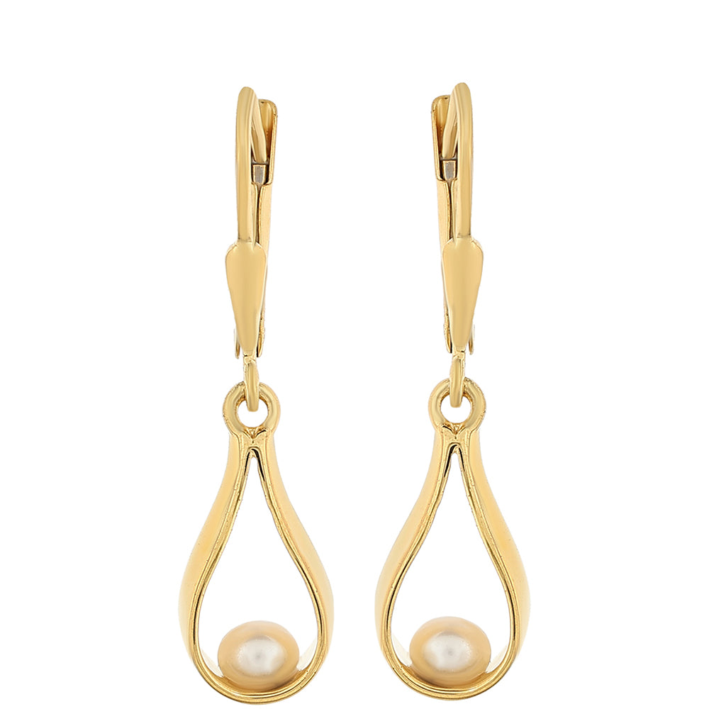 Arannyal Bevont Ezüst Fülbevaló Barokk Édesvízi Tenyésztett Gyönggyel