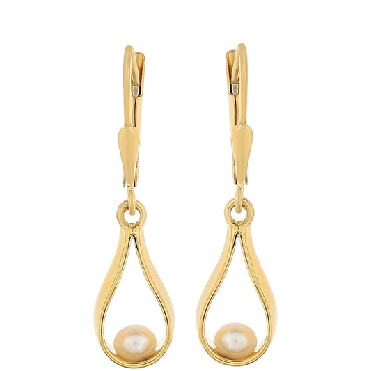 Arannyal Bevont Ezüst Fülbevaló Barokk Édesvízi Tenyésztett Gyönggyel