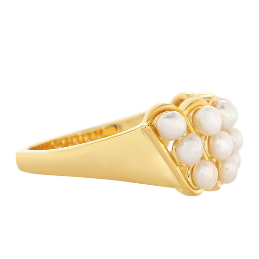 Arannyal Bevont Ezüst Gyűrű Barokk Édesvízi Tenyésztett Gyönggyel