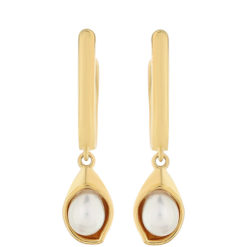 Arannyal Bevont Ezüst Fülbevaló Barokk Édesvízi Tenyésztett Gyönggyel