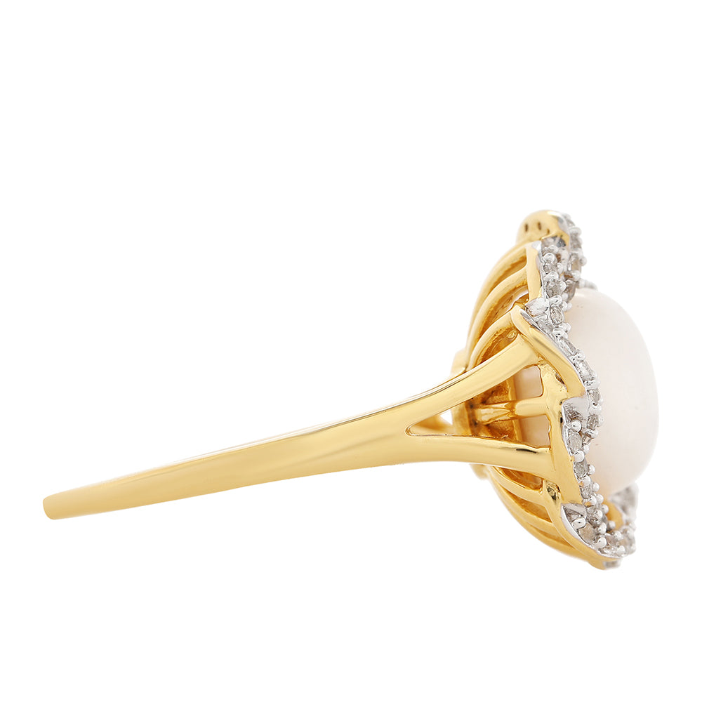 Arannyal Bevont Ezüst Gyűrű Barokk Édesvízi Tenyésztett Gyönggyel és Fehér Topázzal 2 