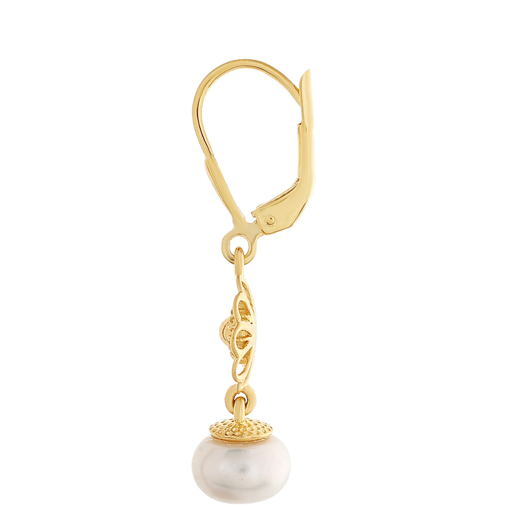 Arannyal Bevont Ezüst Fülbevaló Barokk Édesvízi Tenyésztett Gyönggyel 2 