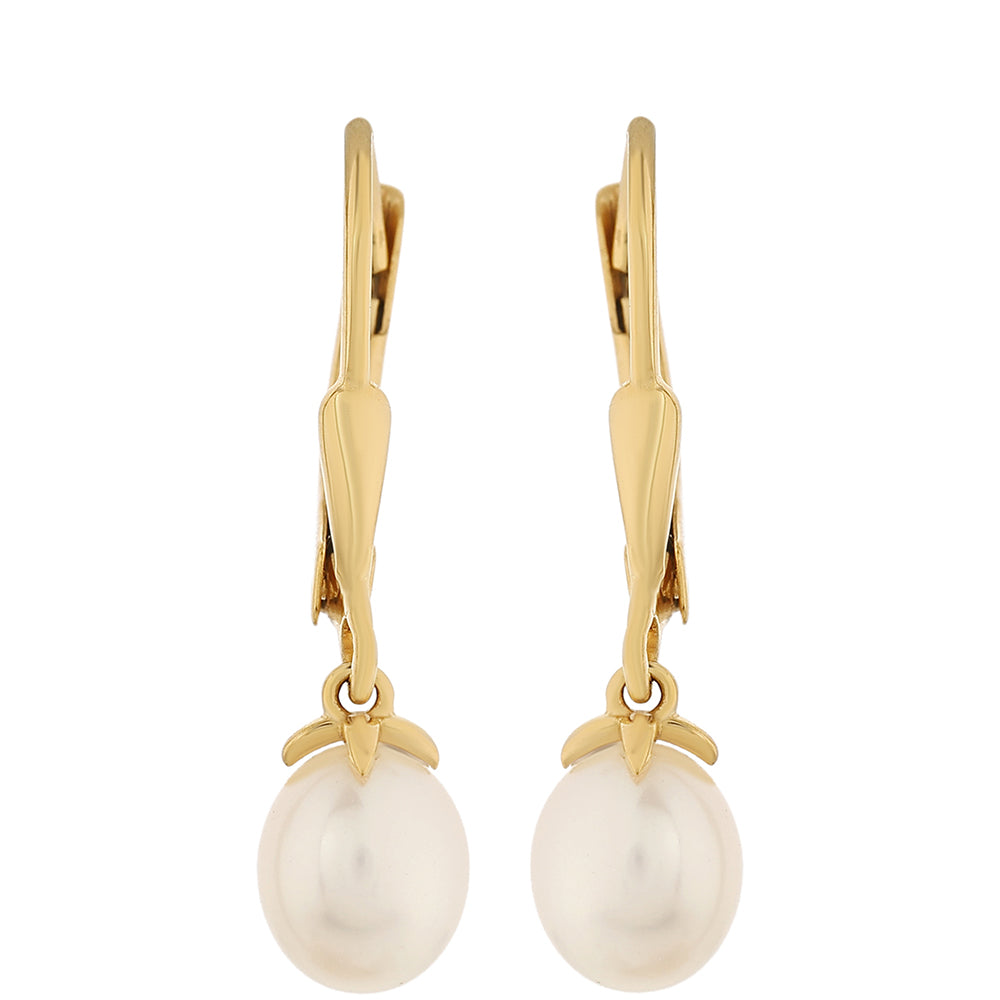 Arannyal Bevont Ezüst Fülbevaló Barokk Édesvízi Tenyésztett Gyönggyel