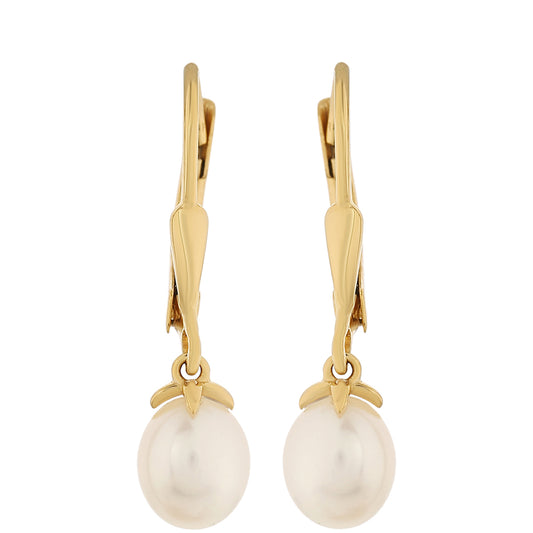 Arannyal Bevont Ezüst Fülbevaló Barokk Édesvízi Tenyésztett Gyönggyel