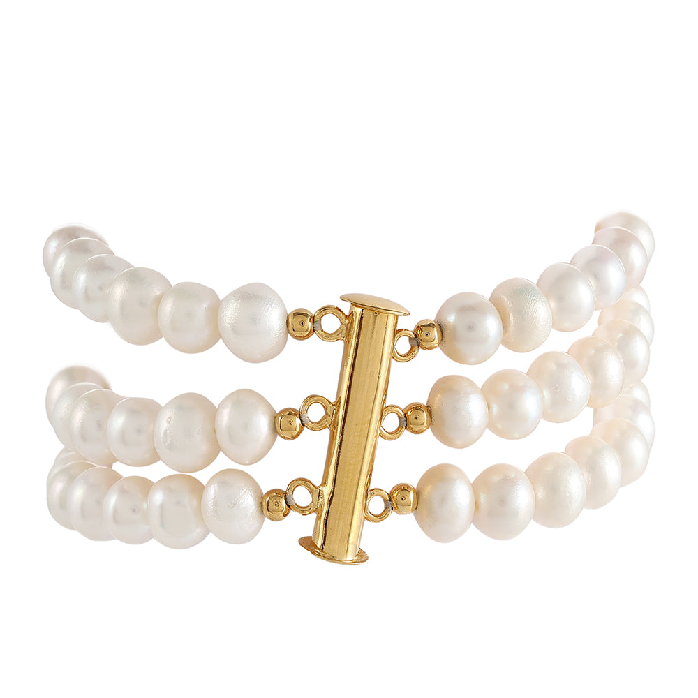 Arannyal Bevont Ezüst Karkötő Barokk Édesvízi Tenyésztett Gyönggyel 4 