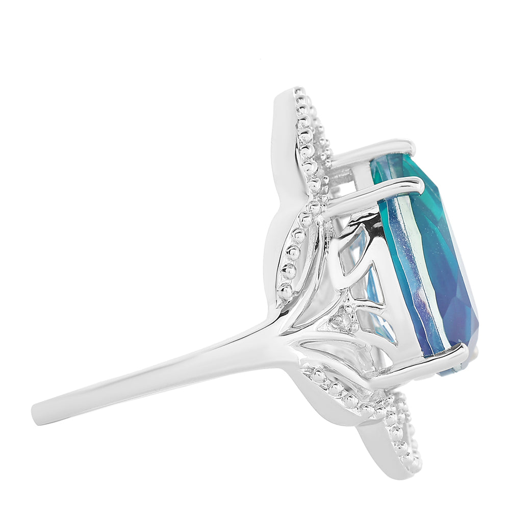 Ezüst Gyűrű Páva Kvarccal és Fehér Topázzal 2 