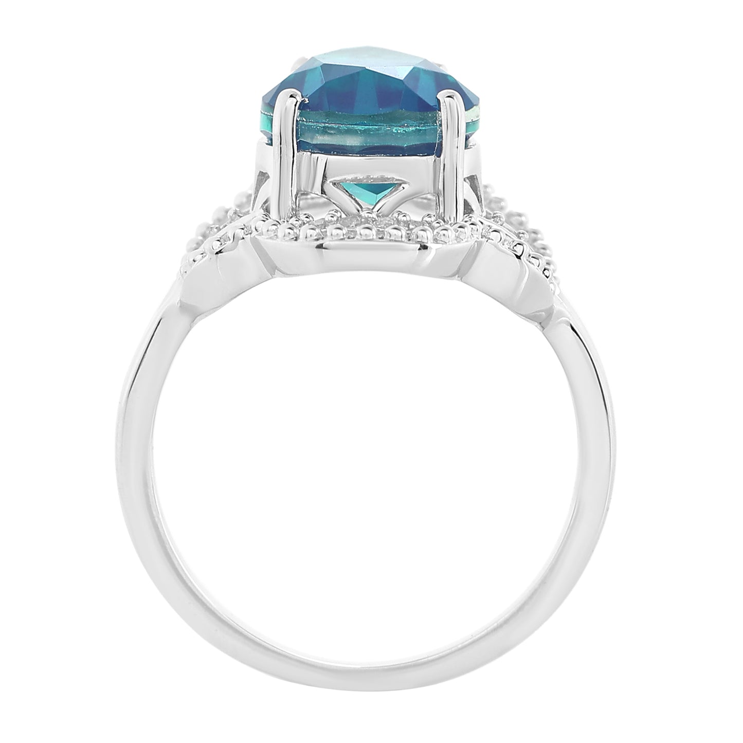 Ezüst Gyűrű Páva Kvarccal és Fehér Topázzal