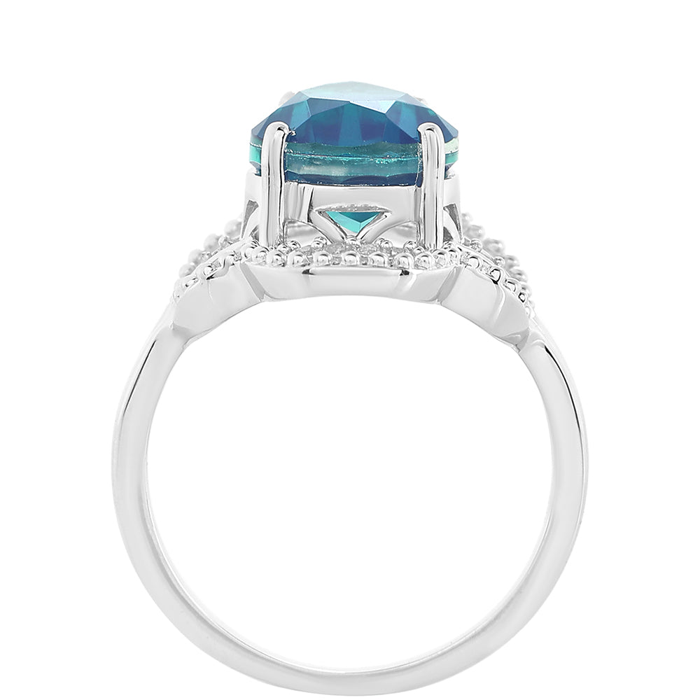 Ezüst Gyűrű Páva Kvarccal és Fehér Topázzal 3 