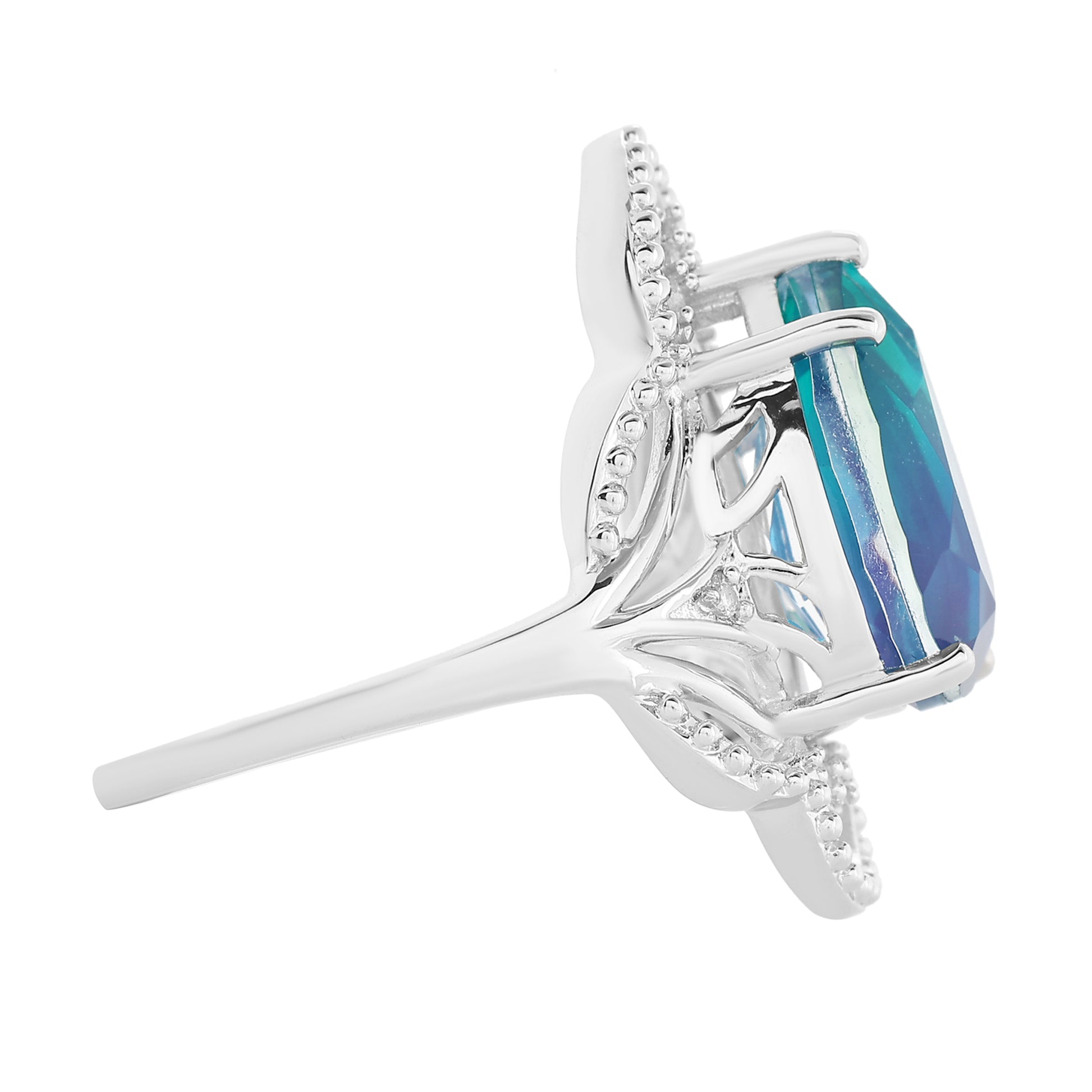 Ezüst Gyűrű Páva Kvarccal és Fehér Topázzal 5 