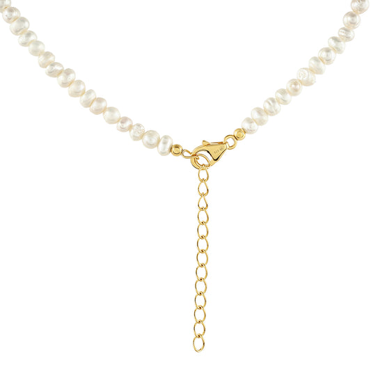 Arannyal Bevont Ezüst Nyaklánc Barokk Édesvízi Tenyésztett Gyönggyel