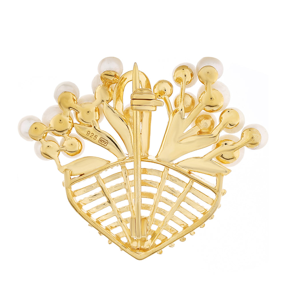 Arannyal Bevont Ezüst Bross Barokk Édesvízi Tenyésztett Gyönggyel