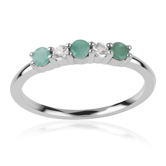 Ezüst Gyűrű Brazil Smaragddal és Fehér Topázzal