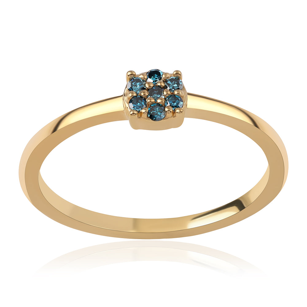 Arannyal Bevont Ezüst Gyűrű Kék Gyémánttal 1 