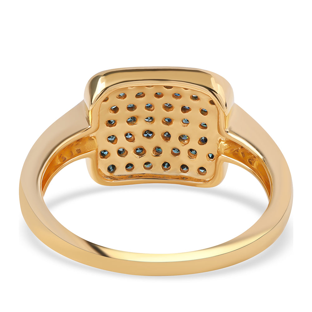 Arannyal Bevont Ezüst Gyűrű Kék Gyémánttal és Fehér Gyémánttal 3 