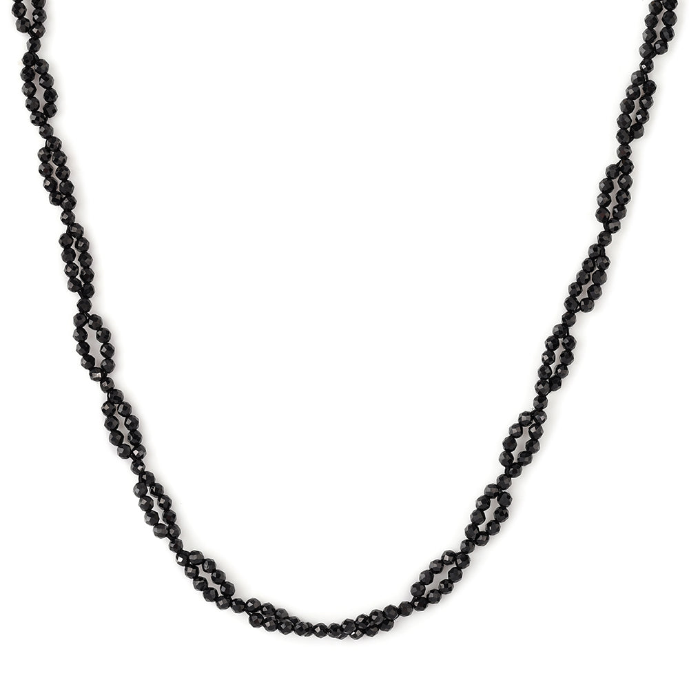 Arannyal Bevont Ezüst Nyaklánc Fekete Spinellel