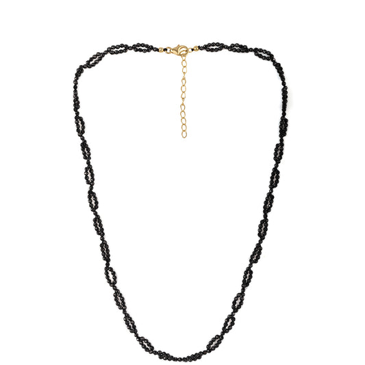 Arannyal Bevont Ezüst Nyaklánc Fekete Spinellel