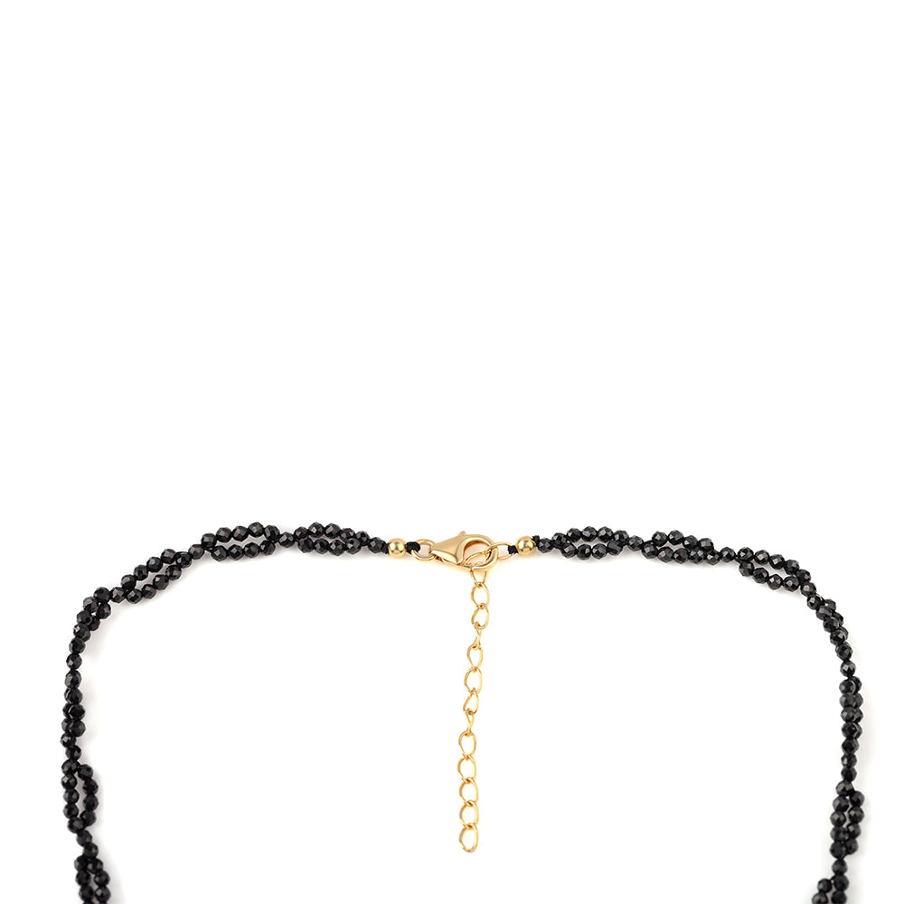 Arannyal Bevont Ezüst Nyaklánc Fekete Spinellel 3 