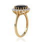 Arannyal Bevont Ezüst Gyűrű Fekete Spinellel és Fehér Topázzal
