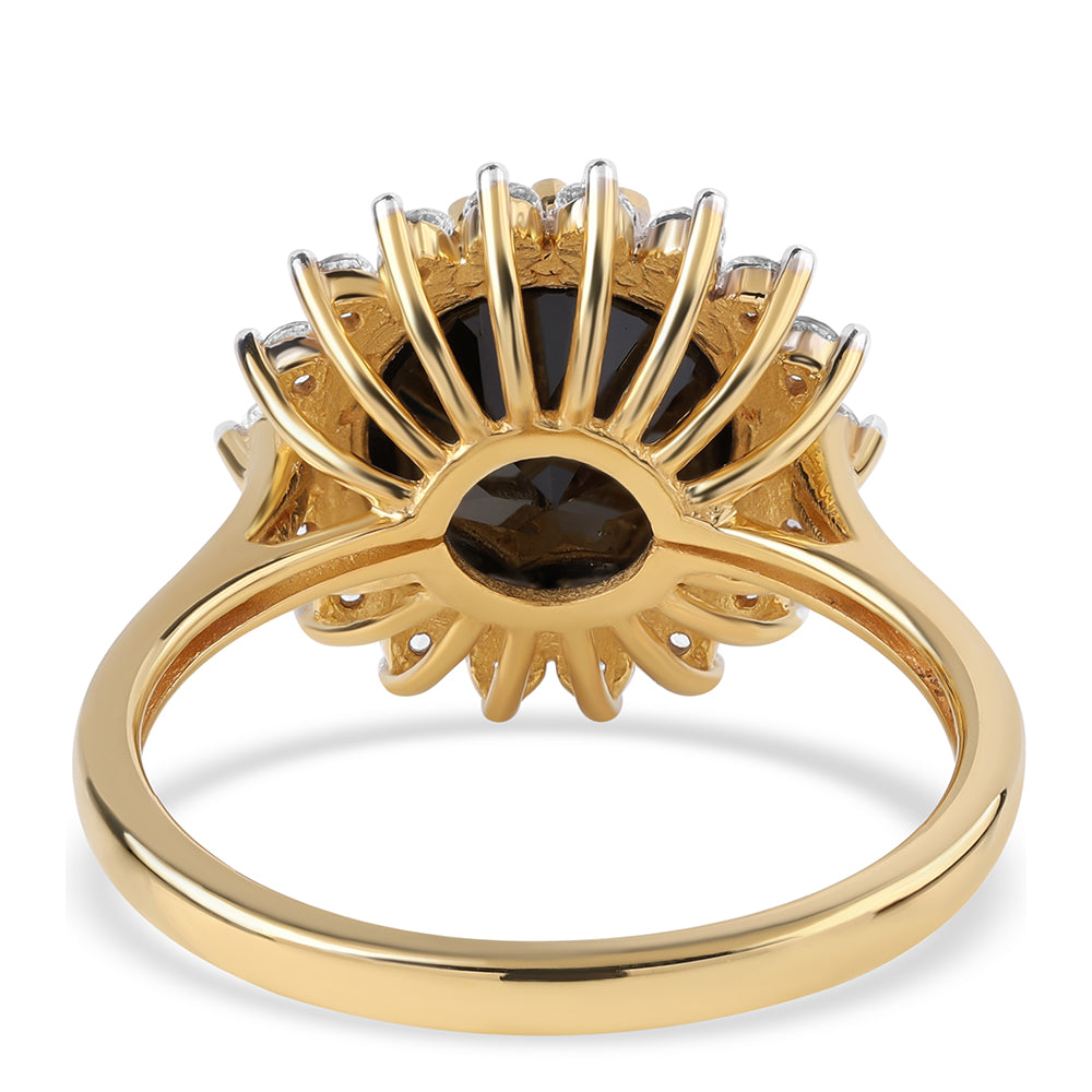 Arannyal Bevont Ezüst Gyűrű Fekete Spinellel és Fehér Topázzal 3 