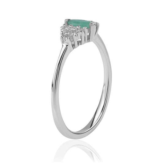 Ezüst Gyűrű Brazil Smaragddal és Fehér Topázzal